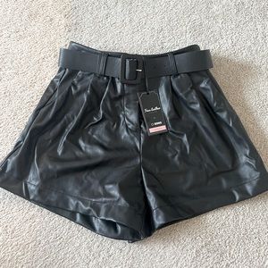 Ci Sono Faux Leather Shorts
